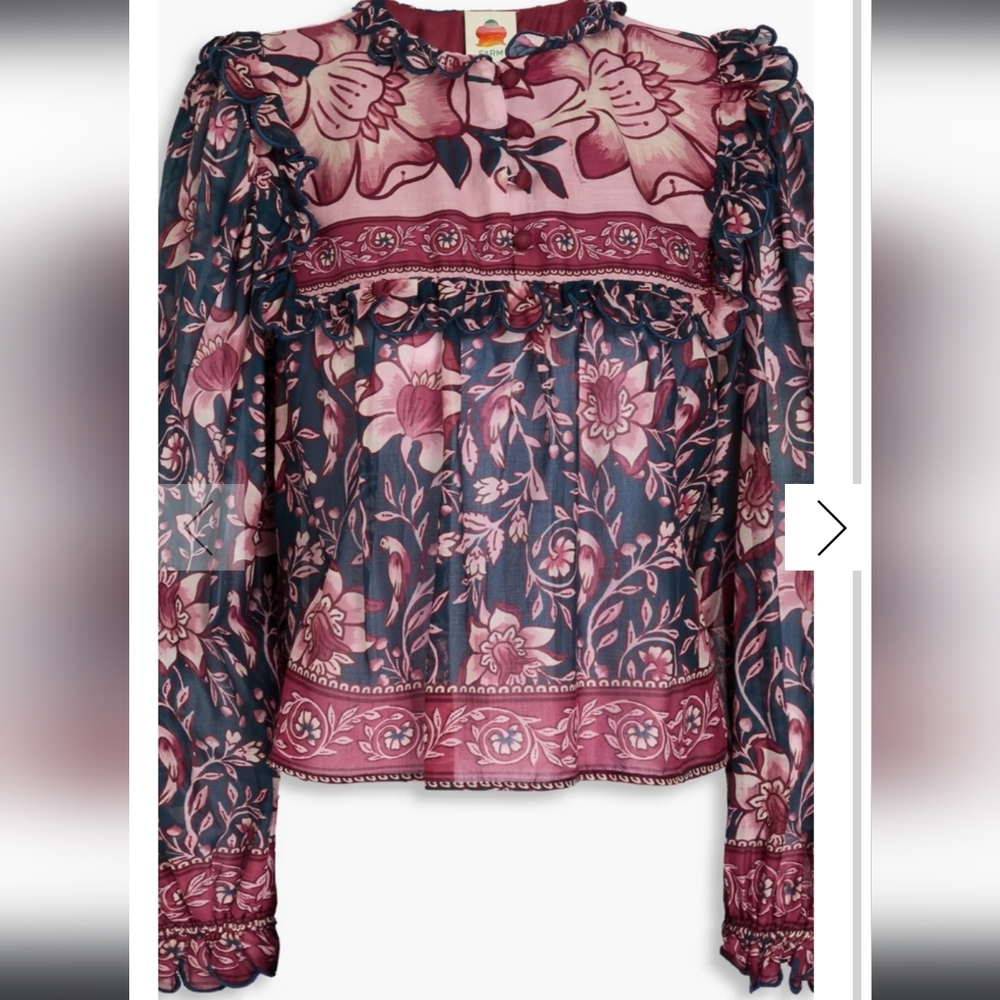 FARM RIO ainika charm long sleeve blouse in pink/rose - Picture 3 of 11